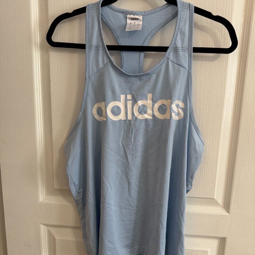 Adidas Light Blue Racerback Tank – Breathable & Athletic
